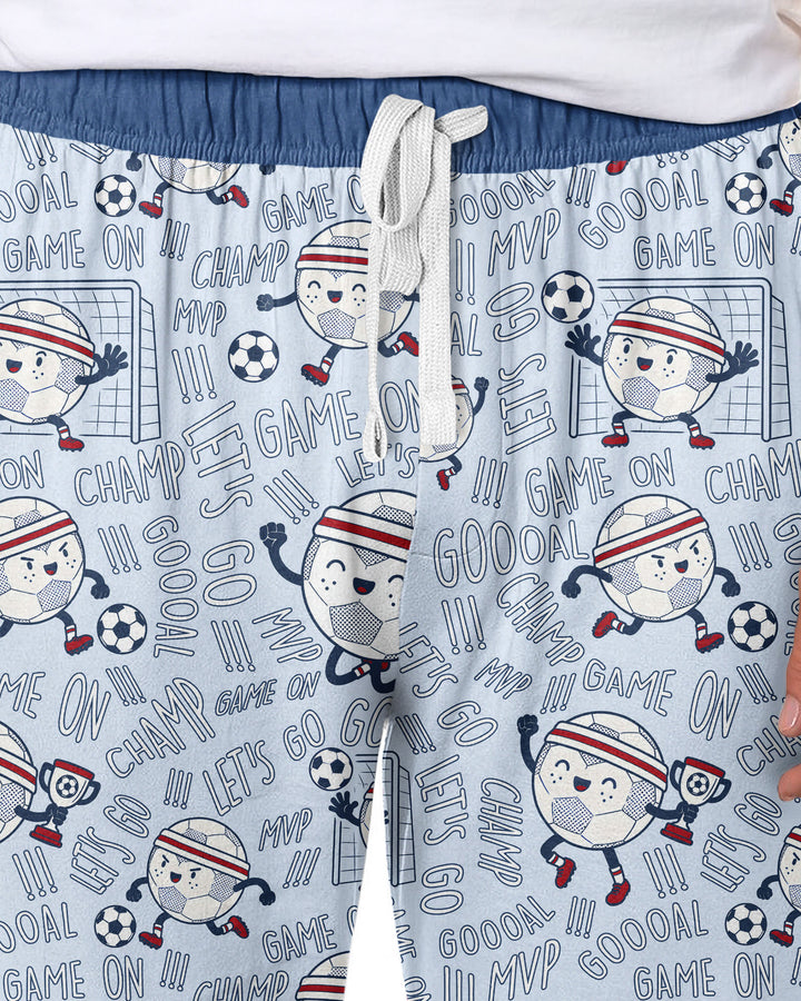 Happy Soccer Ball Family Matching Bamboo Men's Pajama Set