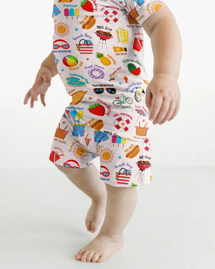 Love Summer Bamboo Two Piece Short Sleeve Shorts Pajama Set