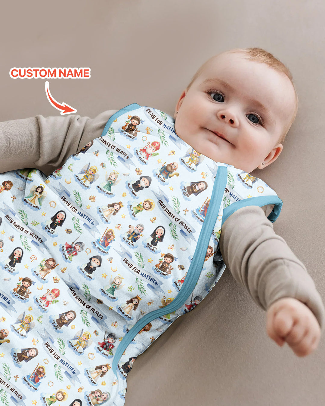 Holy Saints of Heaven Custom Name Bamboo Sleep Bag