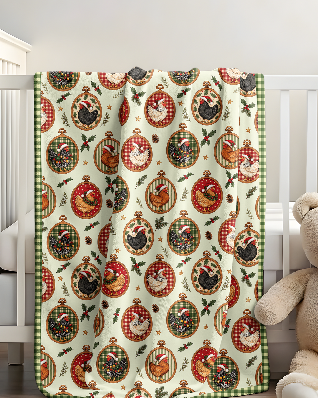 Chicken Merry Clucking Christmas  Bamboo Blanket