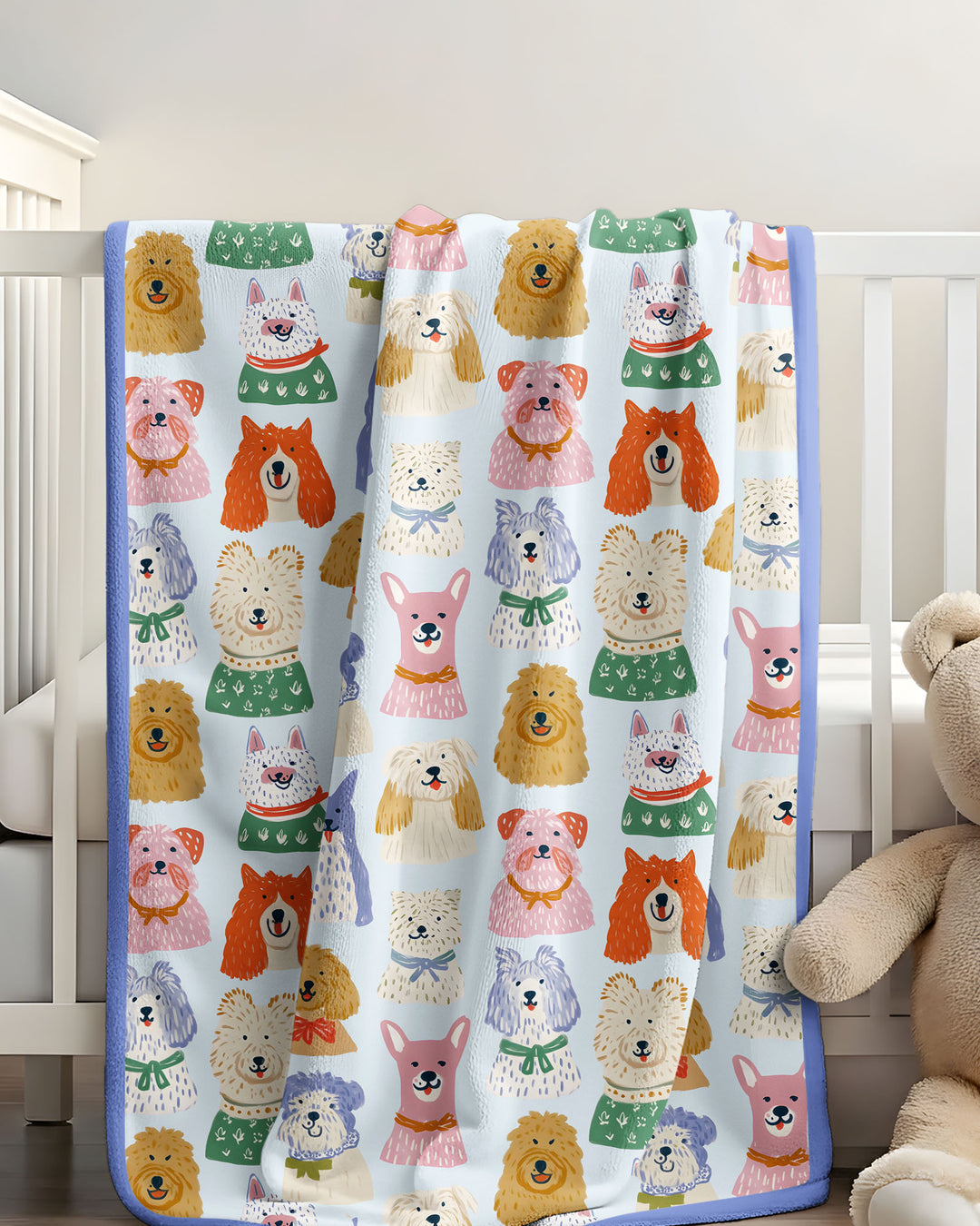 Puppy Portrait Bamboo Blanket