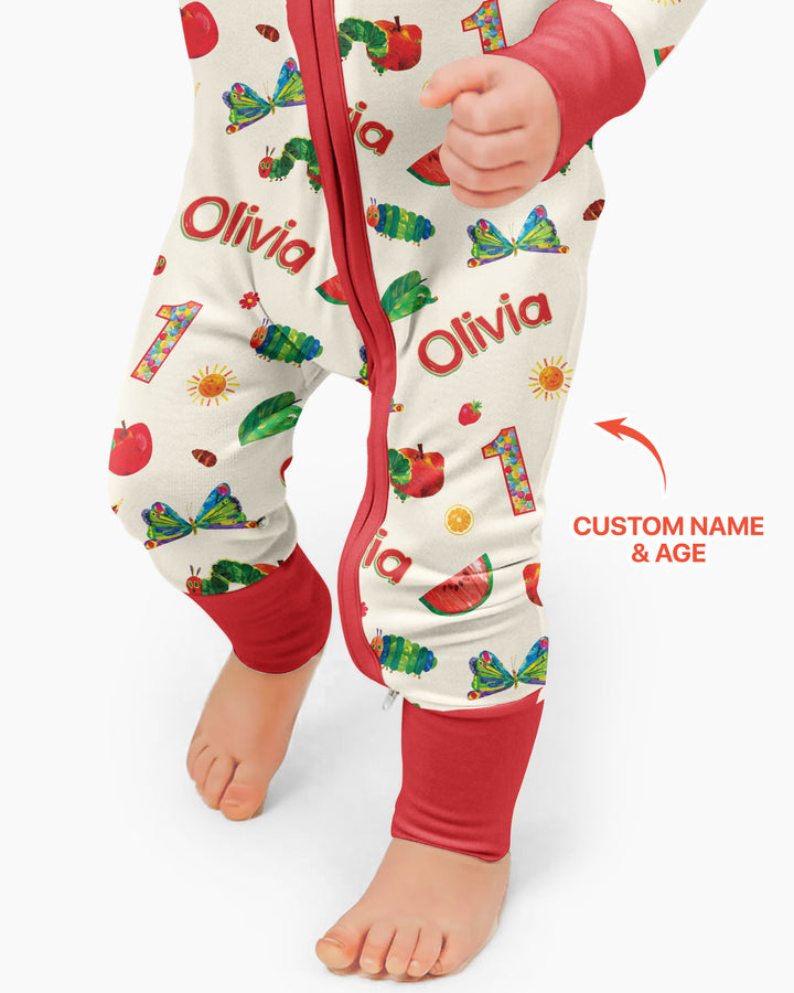 Custom Name and Age Birthday Of Very Hungry Caterpillar Bamboo Convertible Zippy