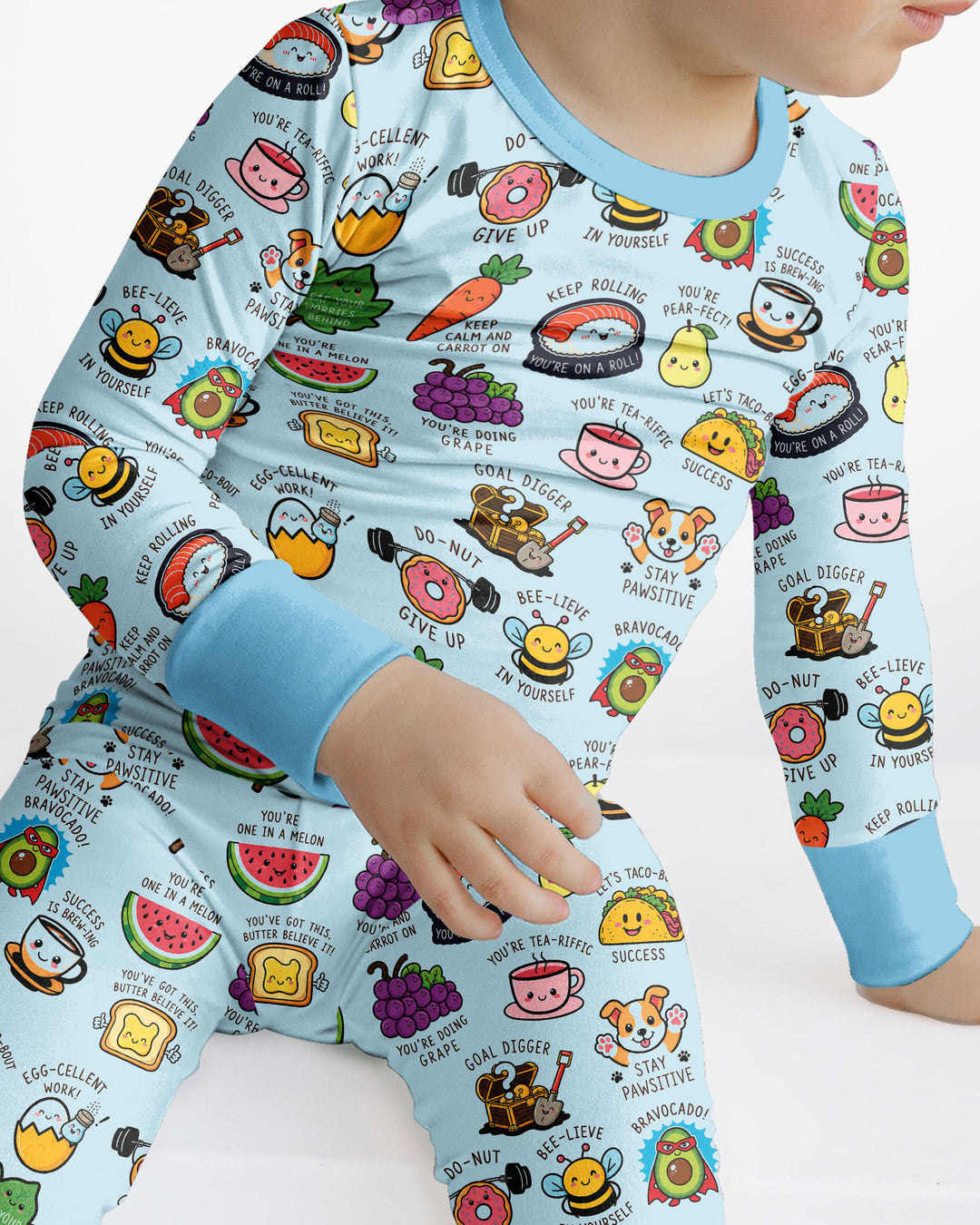 Cute Motivational Puns Bamboo Two Piece Long Sleeve Pajama Set