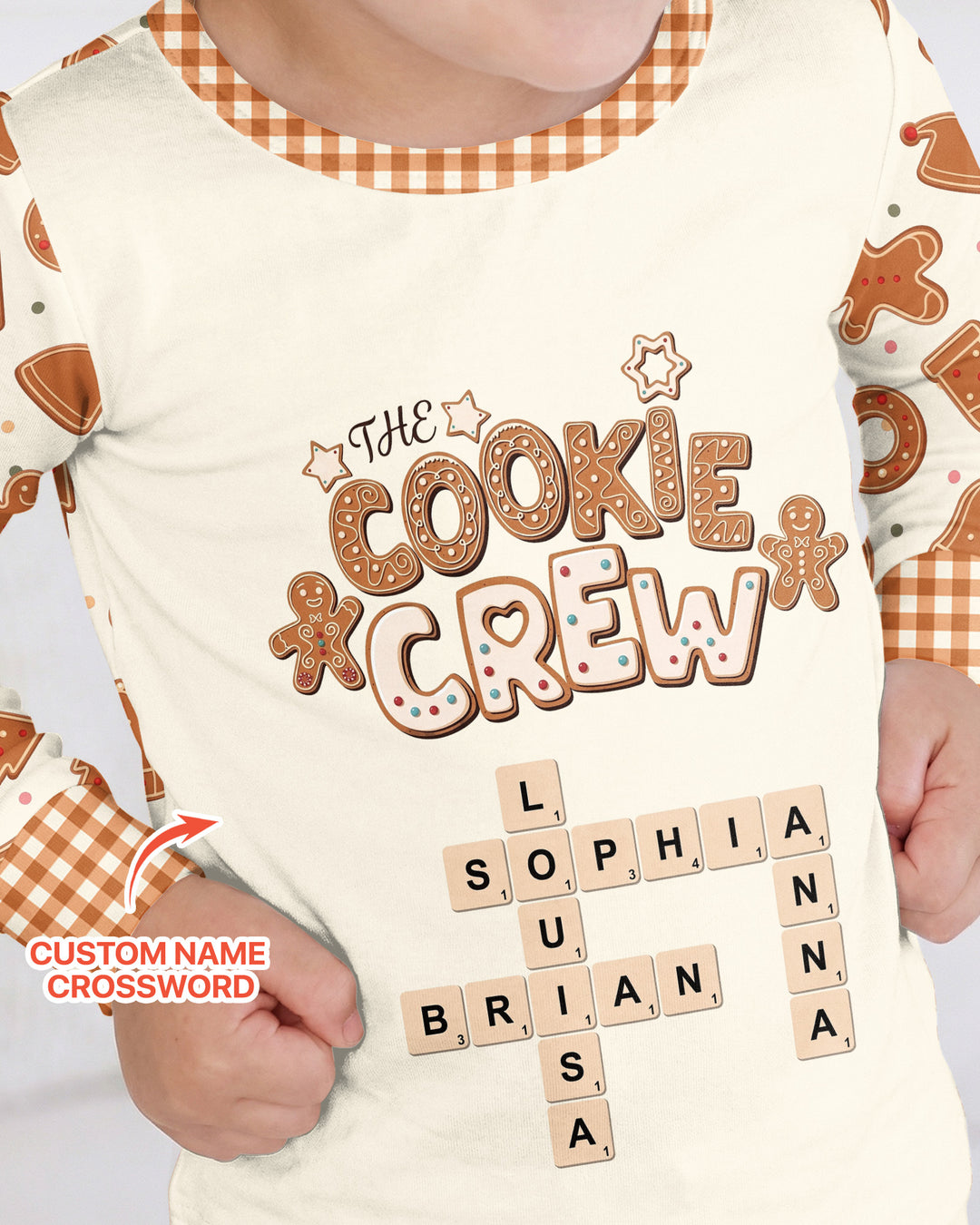 Custom Crossword Cookie Crew Bamboo Two Piece Long Sleeve Pajama Set