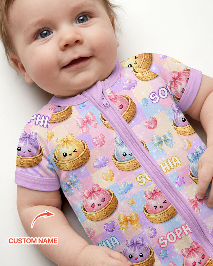 Custom Name Coquette Glitter Dumpling Bamboo Shorty Zippy