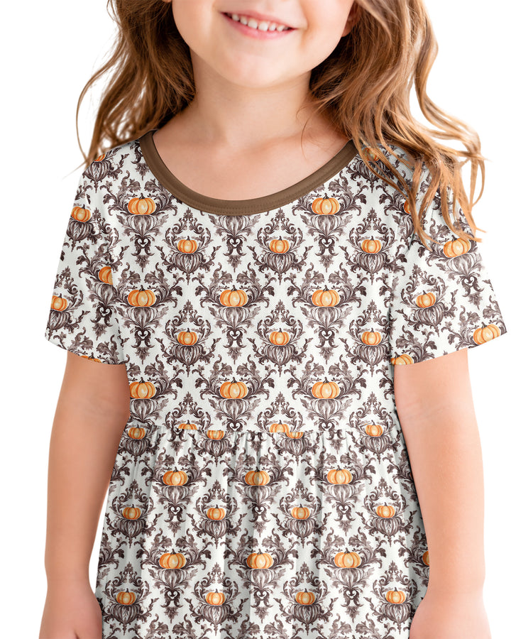 Pumpkin Toile Family Matching Bamboo Twirl Dress