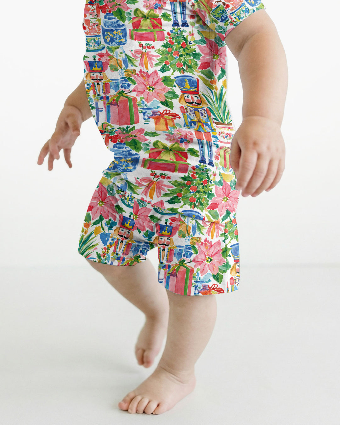 Watercolor Nutcracker Holiday Bamboo Two Piece Short Sleeve Shorts Pajama Set