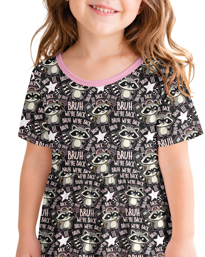 Bruh We're Back Raccoon Bamboo Twirl Dress