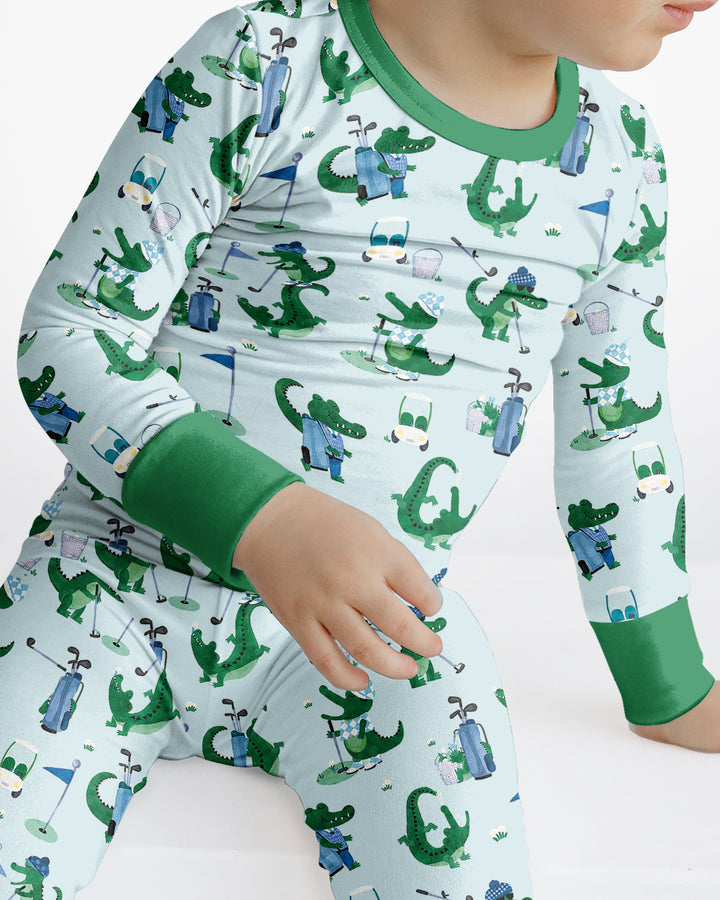 Golfing Gators Bamboo Two Piece Long Sleeve Pajama Set