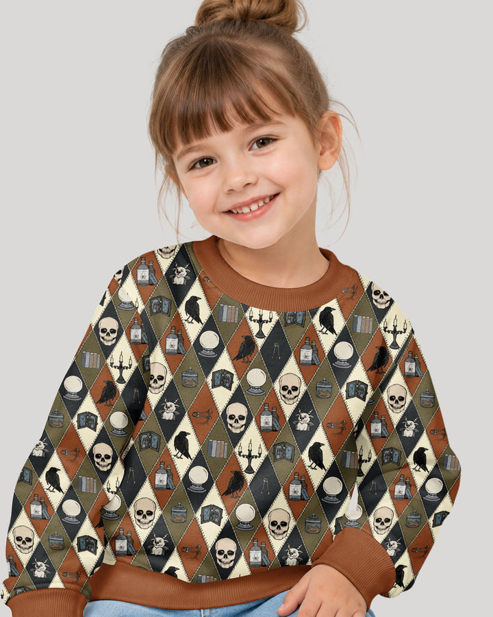 Retro Gothic Halloween Patchwork Bamboo Crewneck Sweatshirt