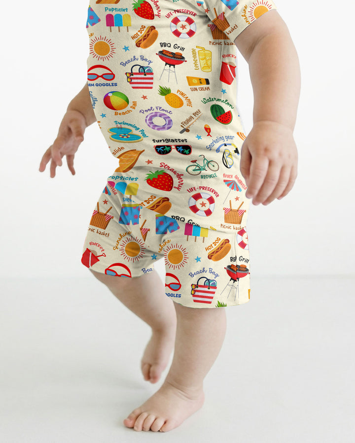 Love Summer Bamboo Two Piece Short Sleeve Shorts Pajama Set