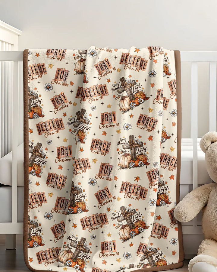 Floral Fall Give Thanks To The Lord Bamboo Blanket
