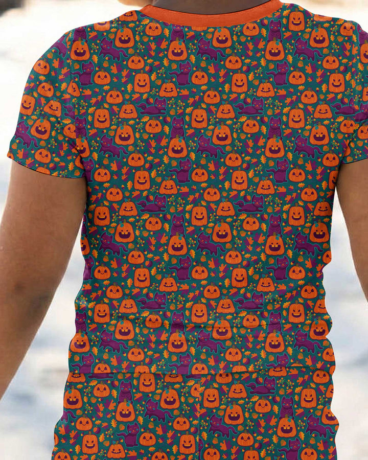 Cats and Pumpkins Bamboo Two Piece Short Sleeve Pajama Set