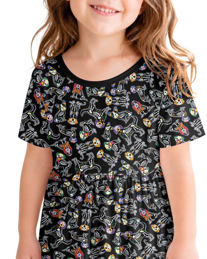 Dia De Los Muertos Doggie Bamboo Twirl Dress