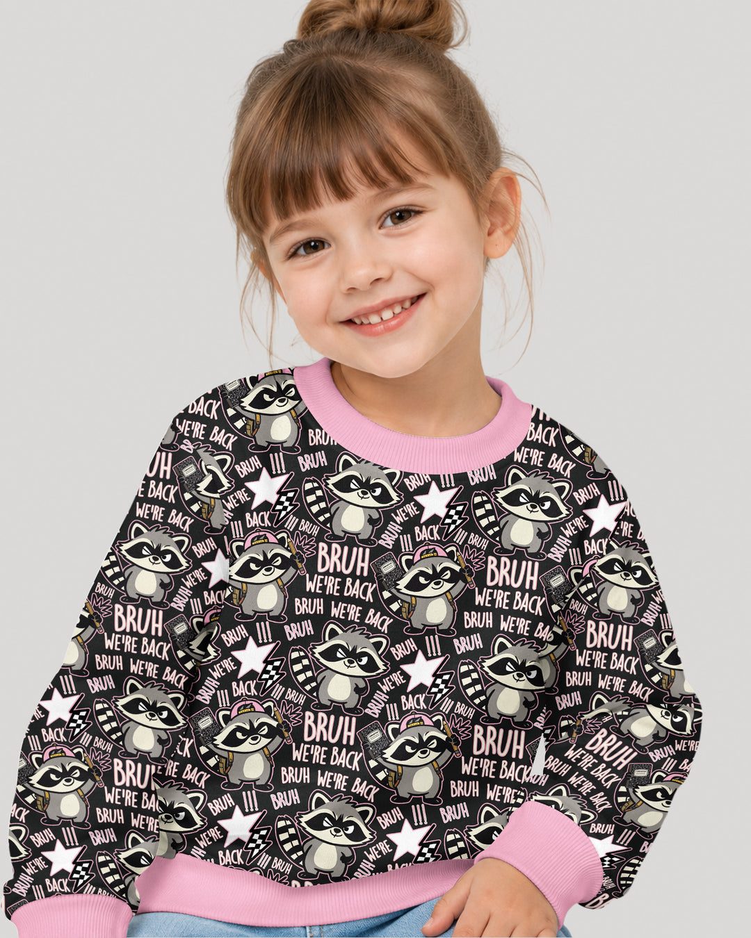 Bruh We're Back Raccoon Bamboo Crewneck Sweatshirt
