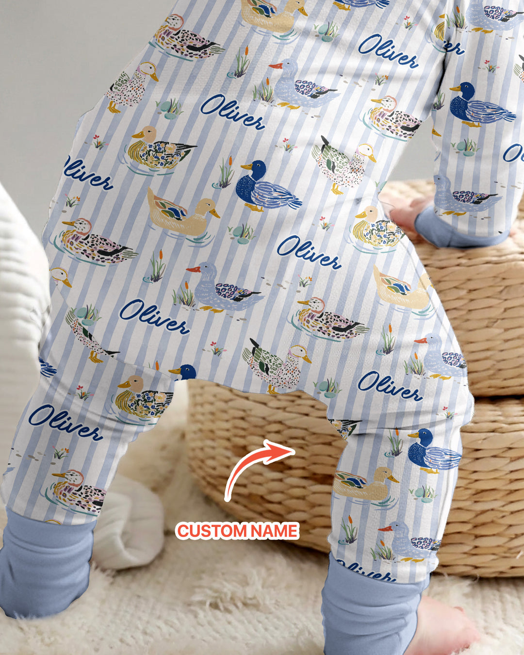 Whimsical Duck Custom Name Bamboo Convertible Zippy