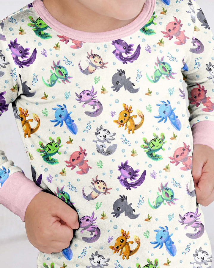 I Love You Axolotl Bamboo Two Piece Long Sleeve Pajama Set