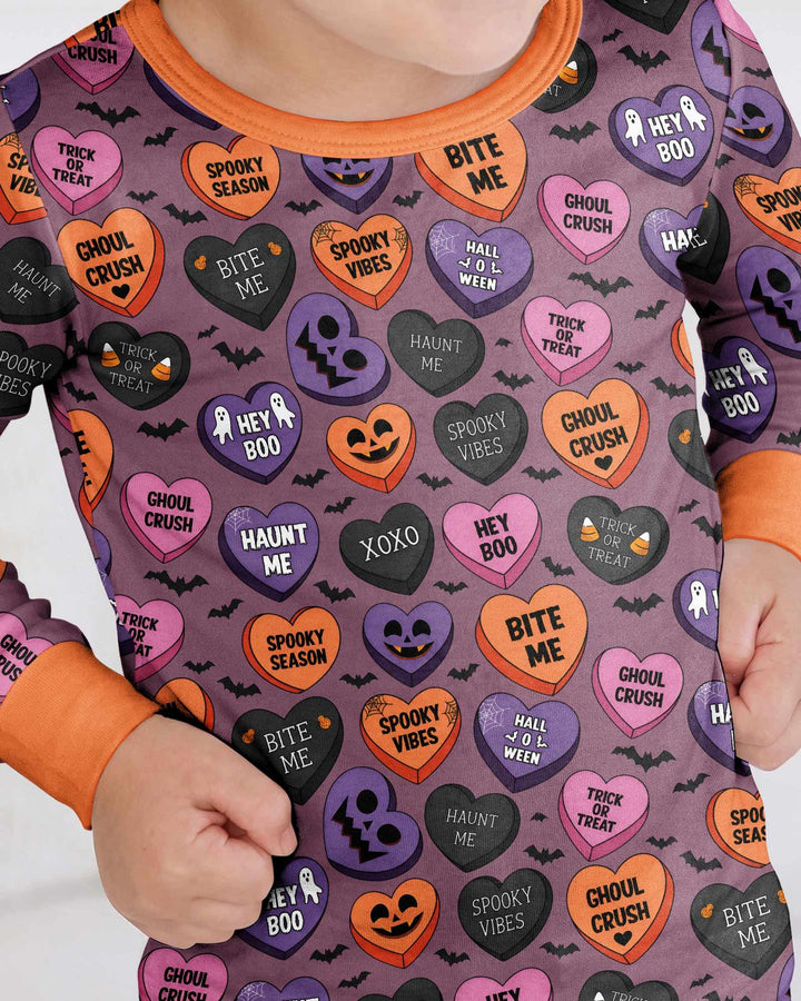 Candy Hearts Halloween Bamboo Two Piece Long Sleeve Pajama Set