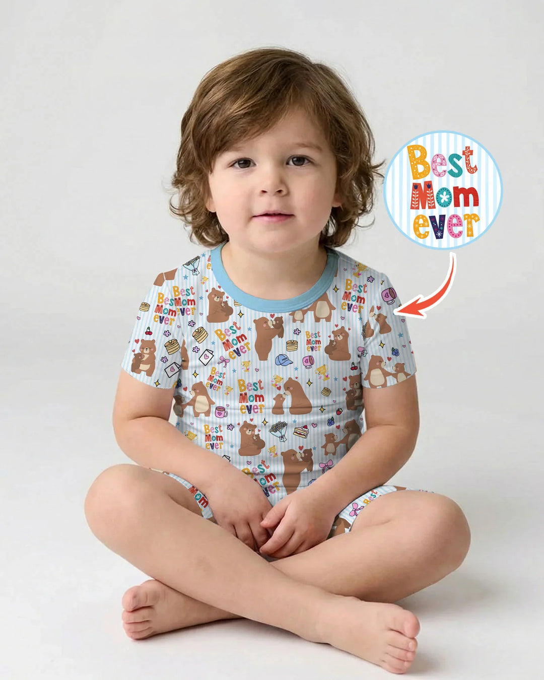 Best Mama Bear Ever Family Matching Bamboo Two Piece Short Sleeve Shorts Pajama Set