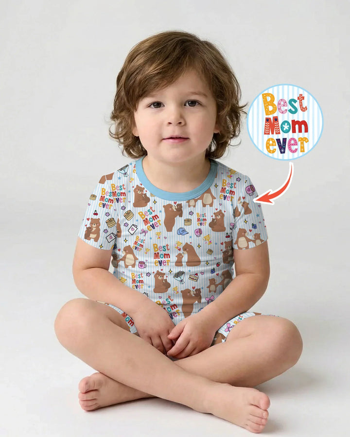 Best Mama Bear Ever Family Matching Bamboo Two Piece Short Sleeve Shorts Pajama Set