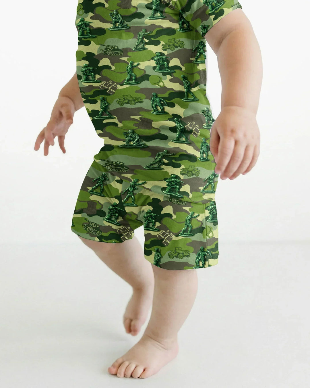 Green Army Men Bamboo Two Piece Short Sleeve Shorts Pajama Set