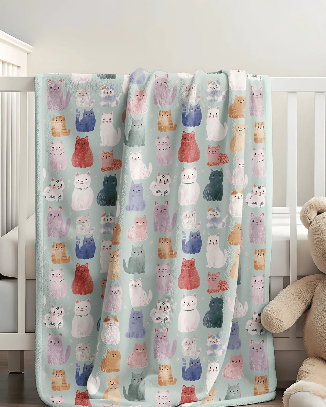 Enchanted Happy Kitty Family Matching Bamboo Blanket