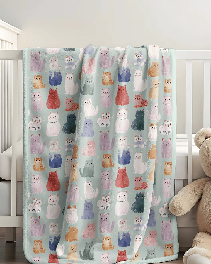 Enchanted Happy Kitty Family Matching Bamboo Blanket