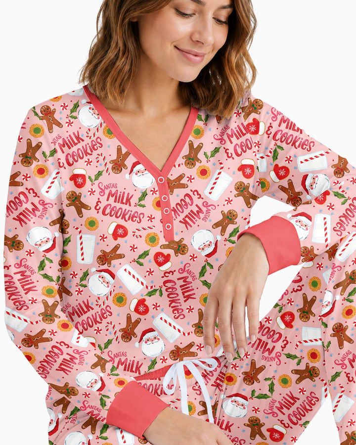 Santas, Milk and Cookies Bamboo Women Pajama Set