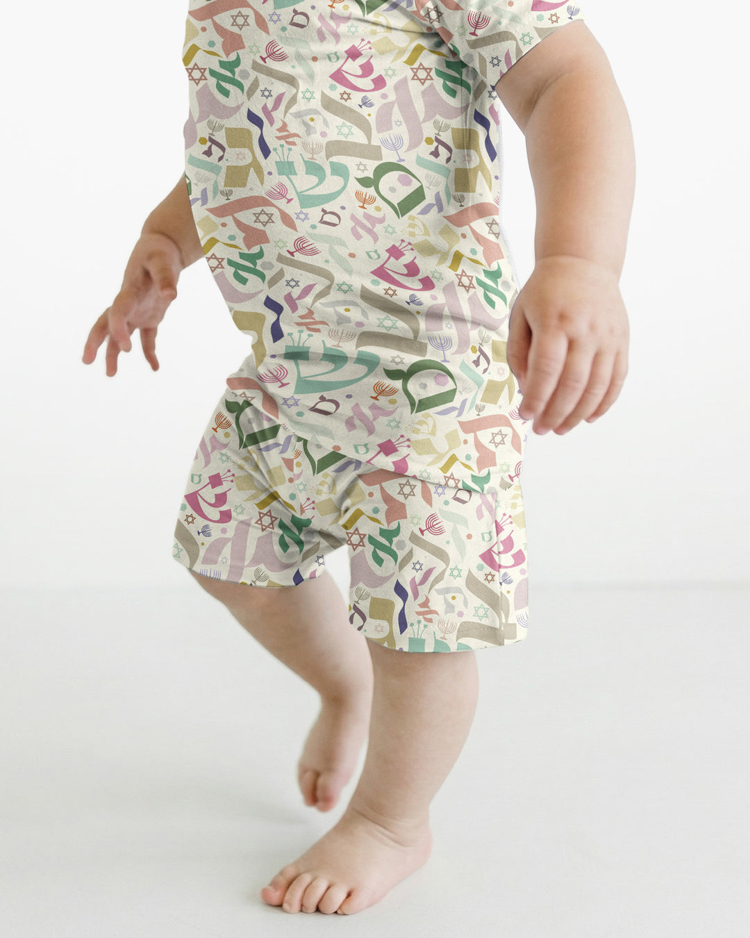 Hebrew Harmony Family Matching Bamboo Two Piece Short Sleeve Shorts Pajama Set