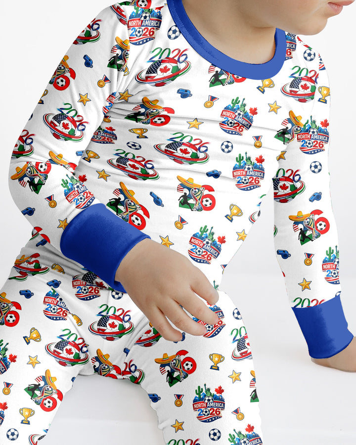 World Soccer North America 2026 Family Matching Bamboo Two Piece Long Sleeve Pajama Set