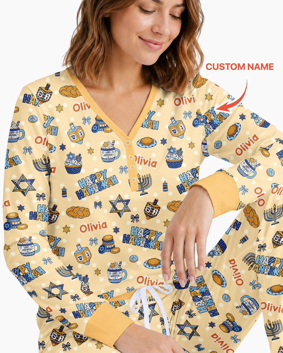 Custom Name Jewish Holiday Bamboo Women Pajama Set