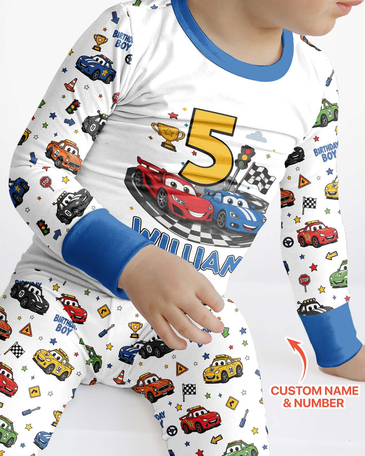 Birthday Racing Adventure Bamboo Two Piece Long Sleeve Pajama Set