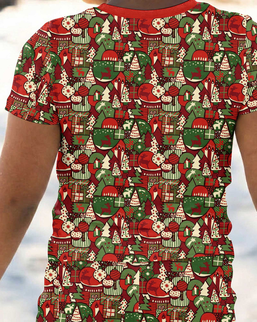 Christmas Time Mosaic Bamboo Two Piece Short Sleeve Pajama Set