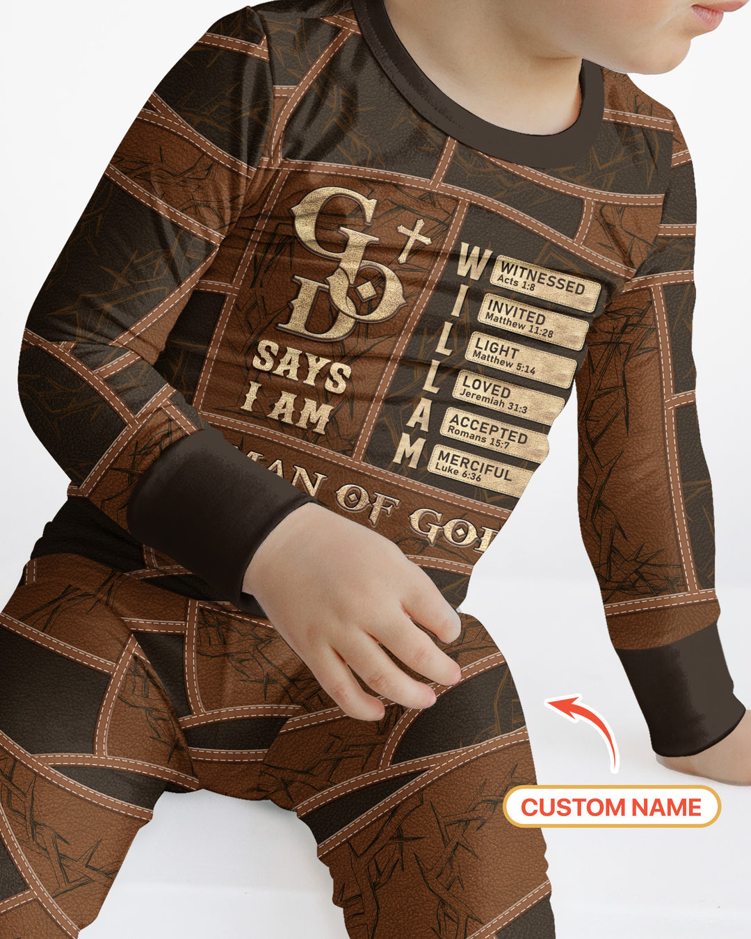 Personalized God Says I Am Letter In Bible Bamboo Two Piece Long Sleeve Pajama Set