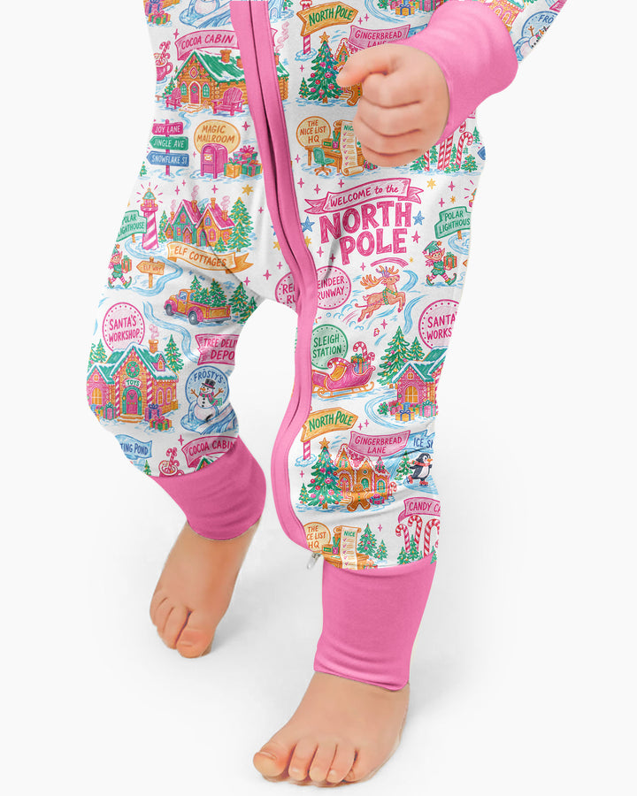 Welcome To North Pole Village Pink Christmas Bamboo Convertible Zippy