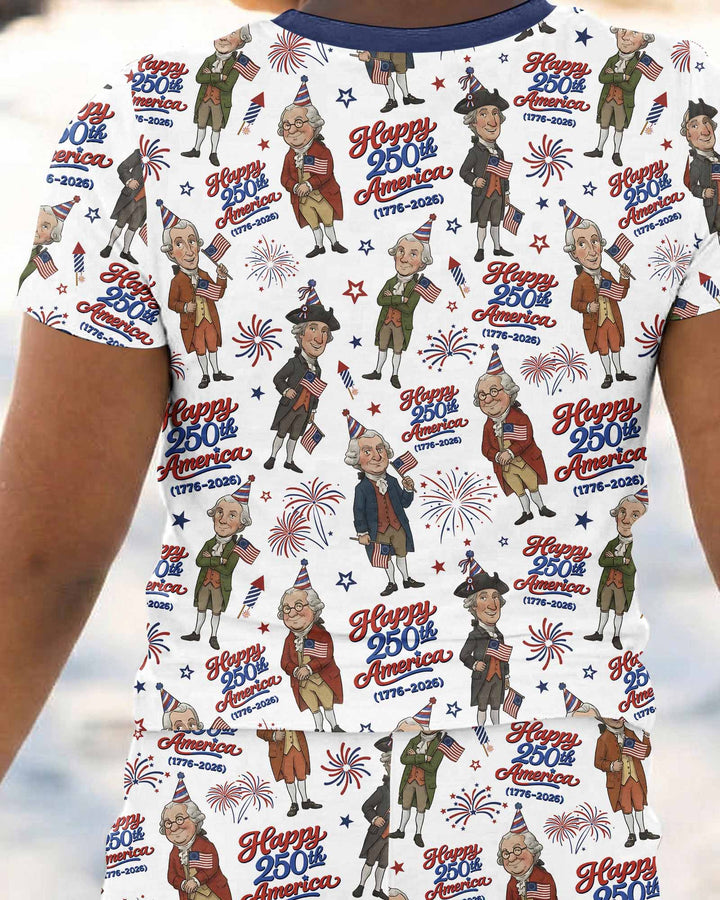 Party Like It's 1776 Family Matching Bamboo Two Piece Short Sleeve Pajama Set