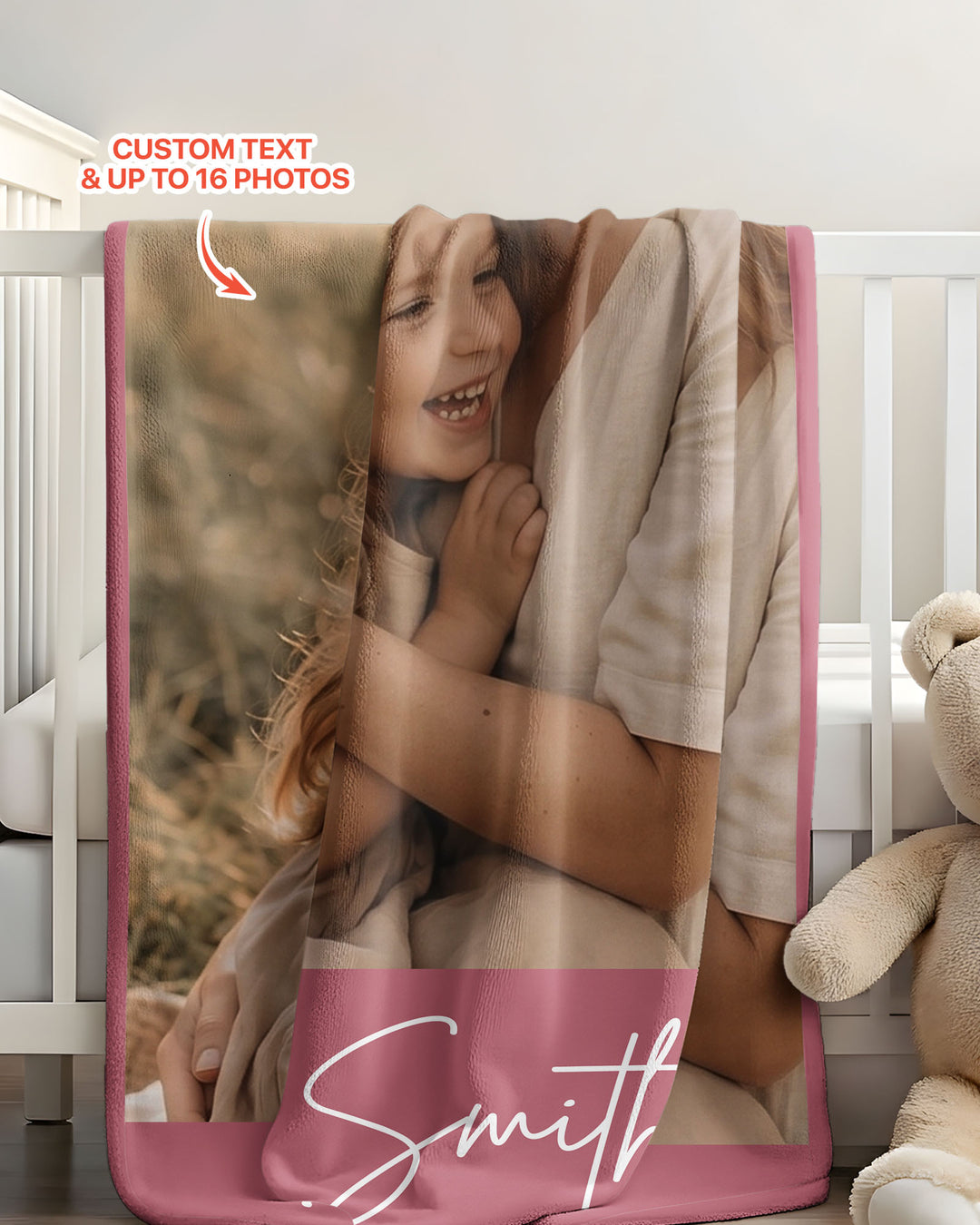 Custom Photo Collage Family Bamboo Blanket