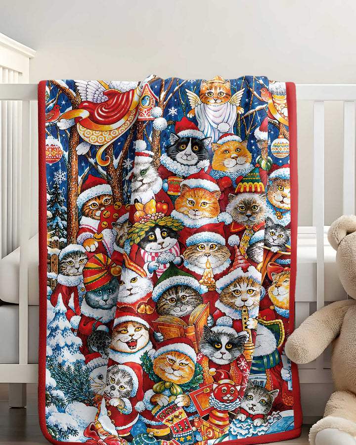 Cats Wear Noel Hat Bamboo Blanket
