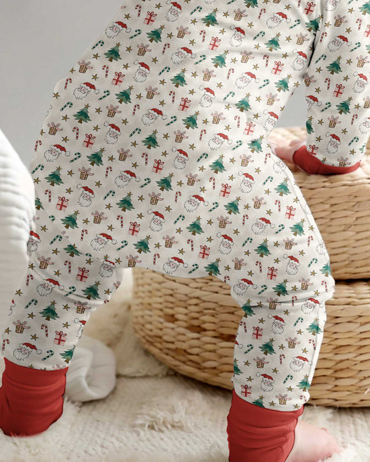 Vintage Santa Christmas Doodles Bamboo Convertible Zippy