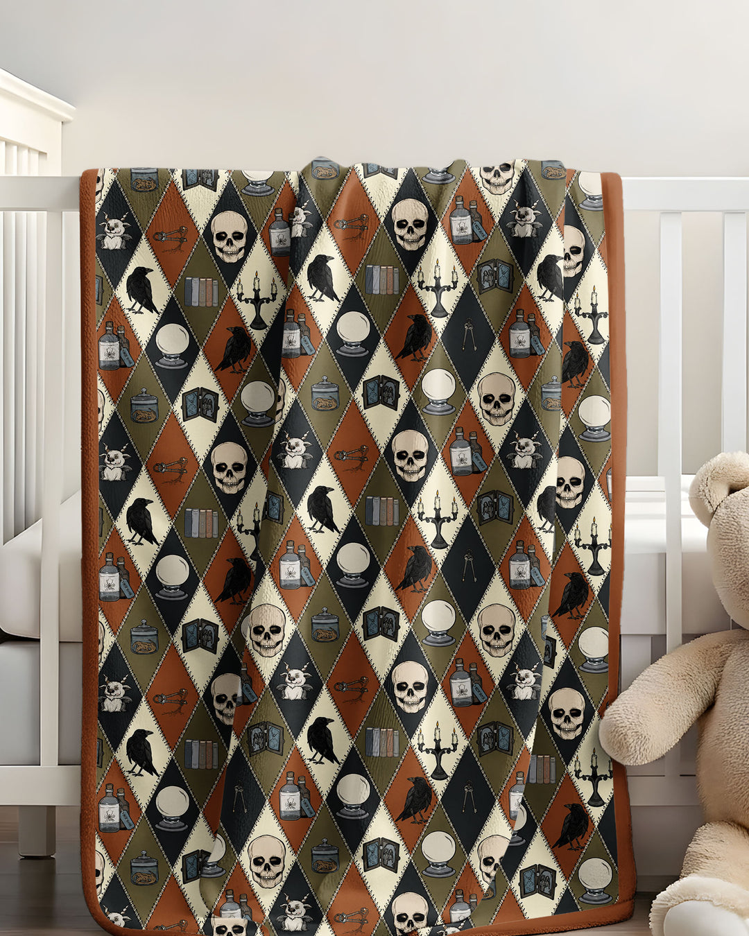 Retro Gothic Halloween Patchwork Bamboo Blanket