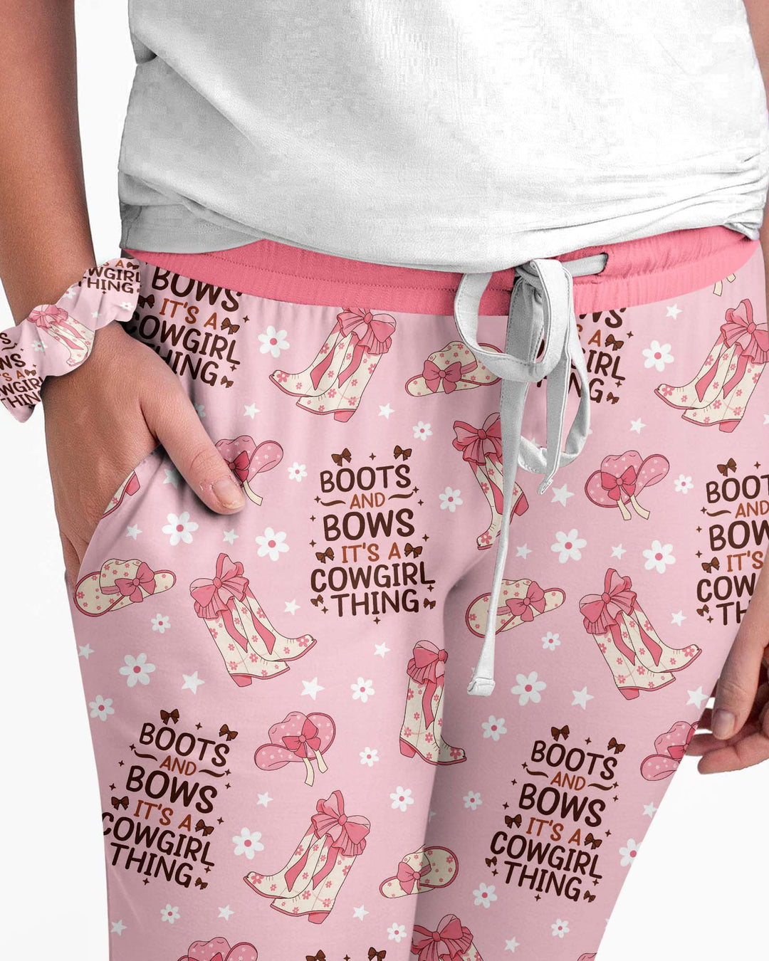 Western Cowgirl Boots And Bows Bamboo Women Pajama Set