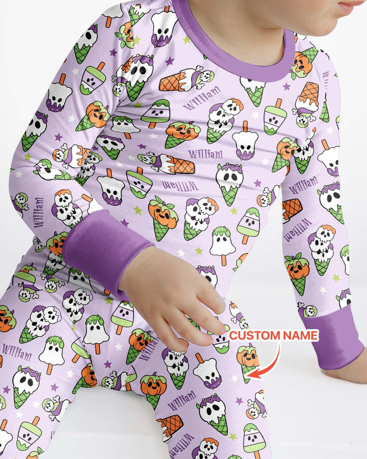 Summerween Ice cream Bamboo Two Piece Long Sleeve Pajama Set