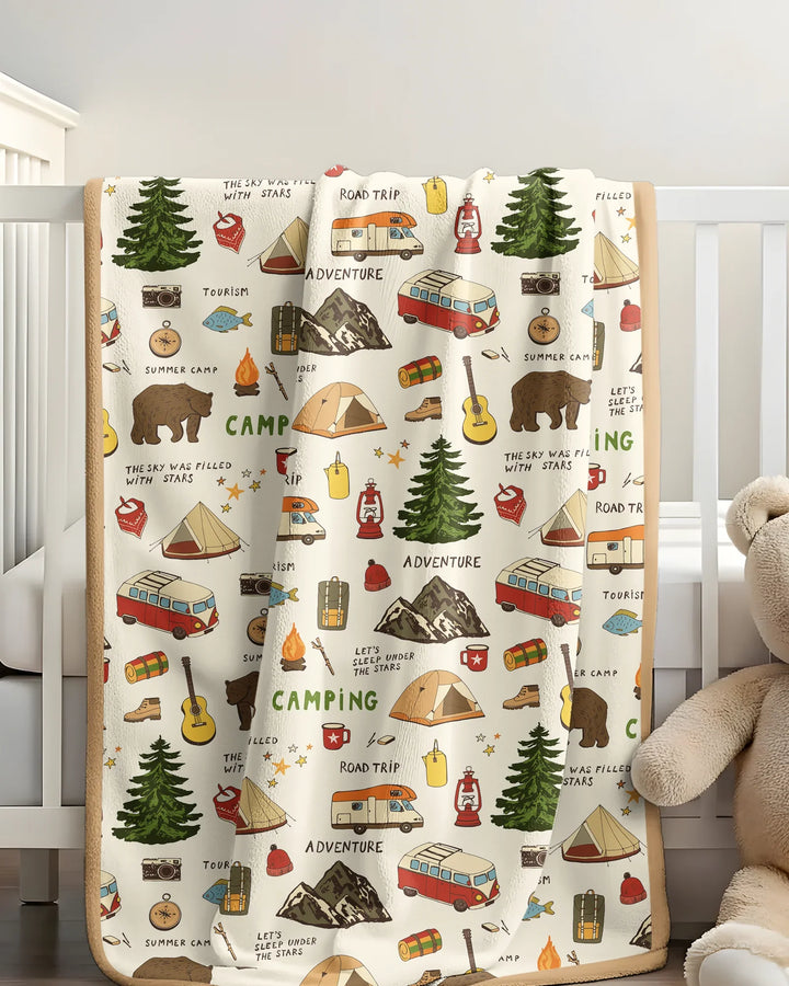 Outdoor Camping Adventure Family Matching Bamboo Blanket