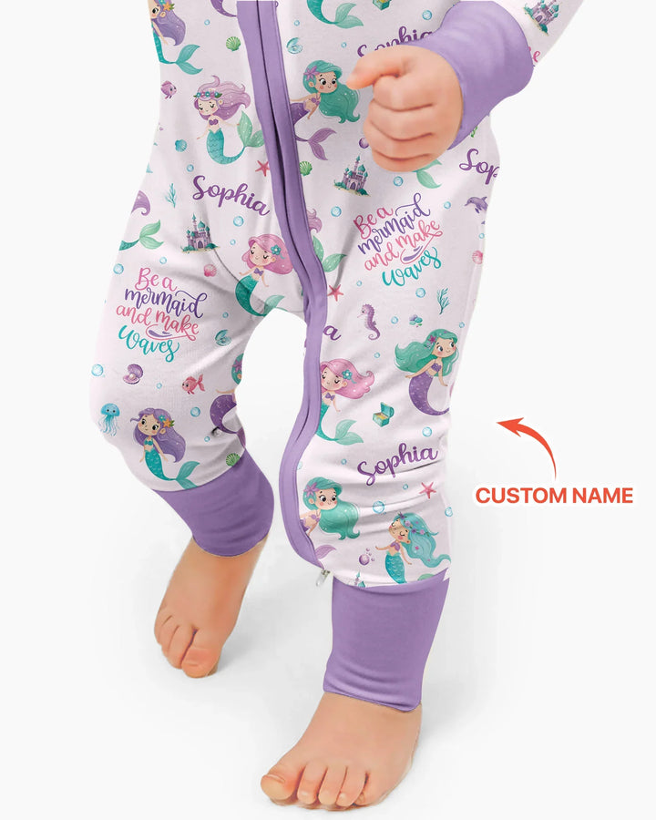 Custom Name Mermaid Make Waves Bamboo Convertible Zippy
