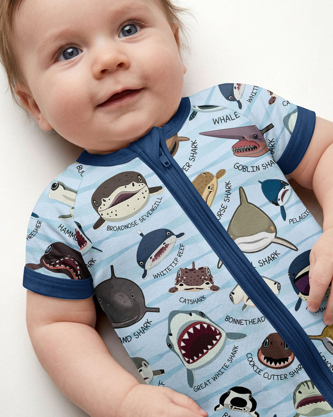 Shark Faces Bamboo Shorty Zippy