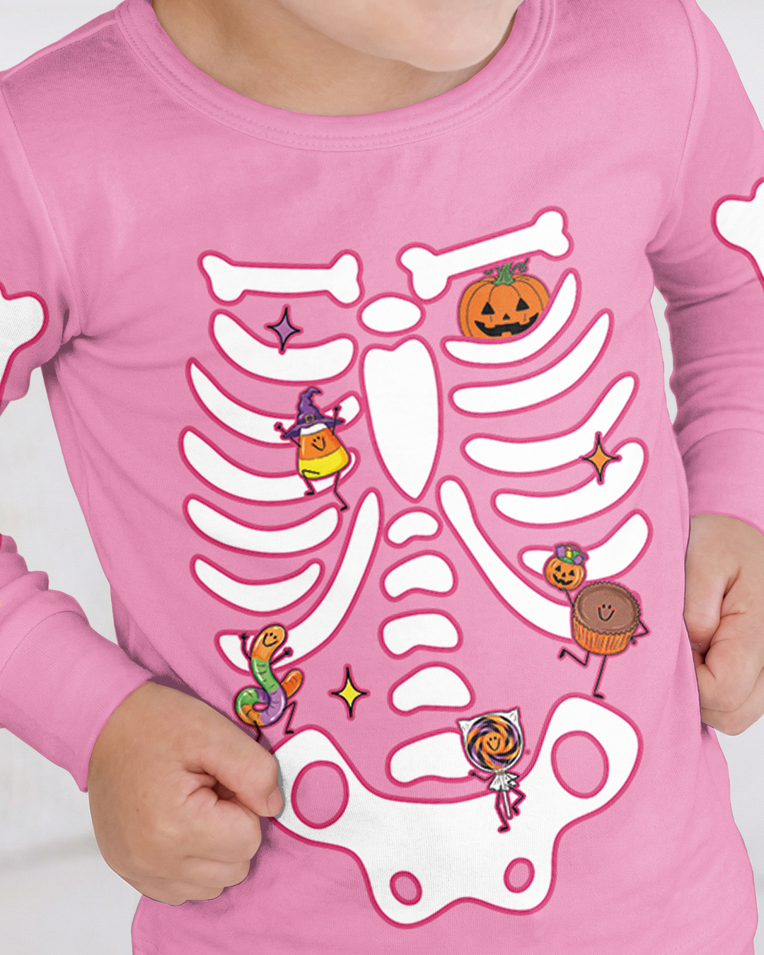 Halloween Skeleton Candy Bamboo Two Piece Long Sleeve Pajama Set