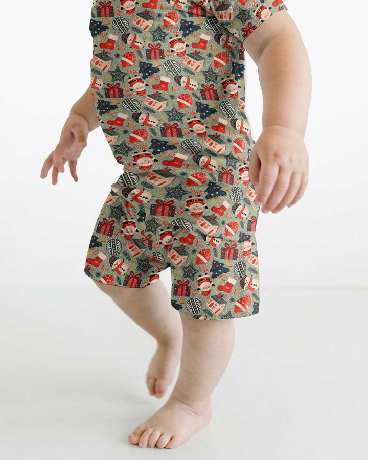 Christmas Ornaments Bamboo Two Piece Short Sleeve Shorts Pajama Set