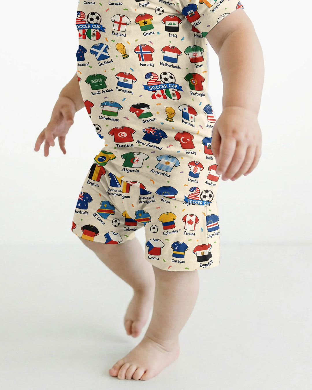 2026 Soccer World Jersey Flag Bamboo Two Piece Short Sleeve Shorts Pajama Set