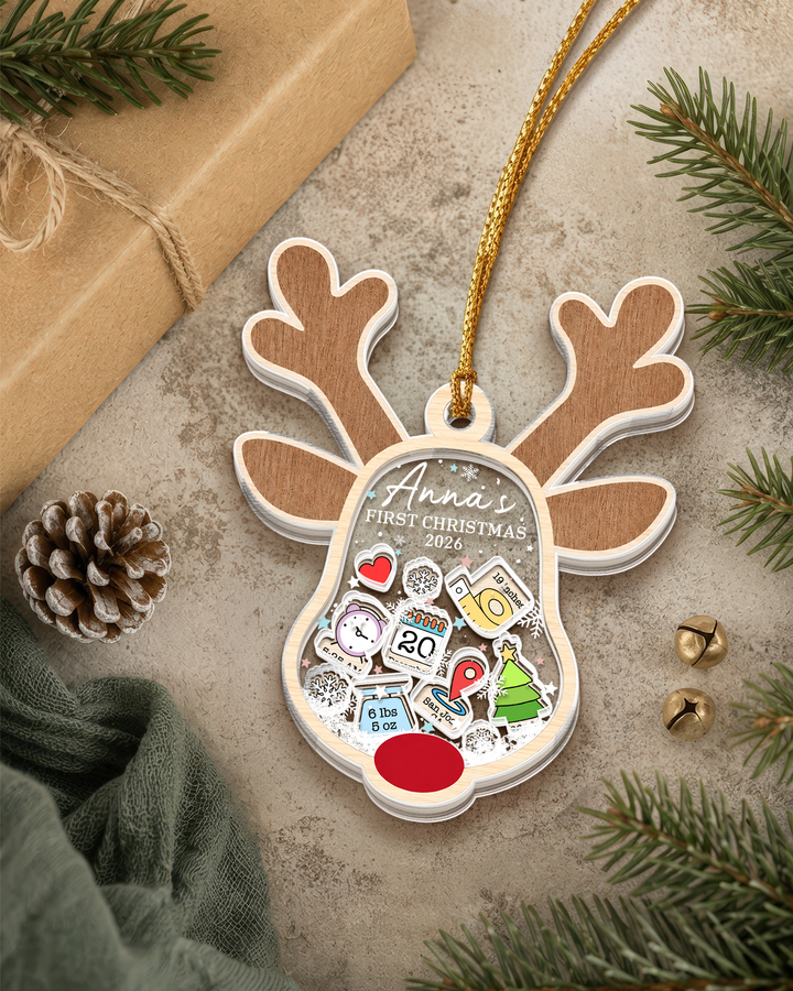 Reindeer Baby First Christmas Shaker Ornament