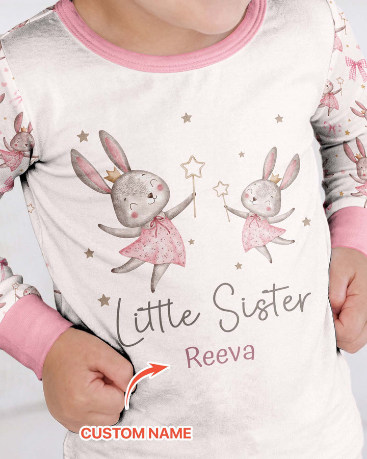 Bunny Wishes Sister Matching Bamboo Two Piece Long Sleeve Pajama Set